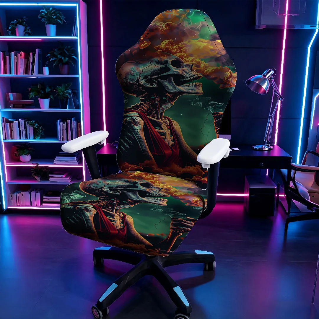 Dark Skull Halloween Art Gaming Chair Cover Stretchable Elastic Slipcover Computer Gaming Chair Protector