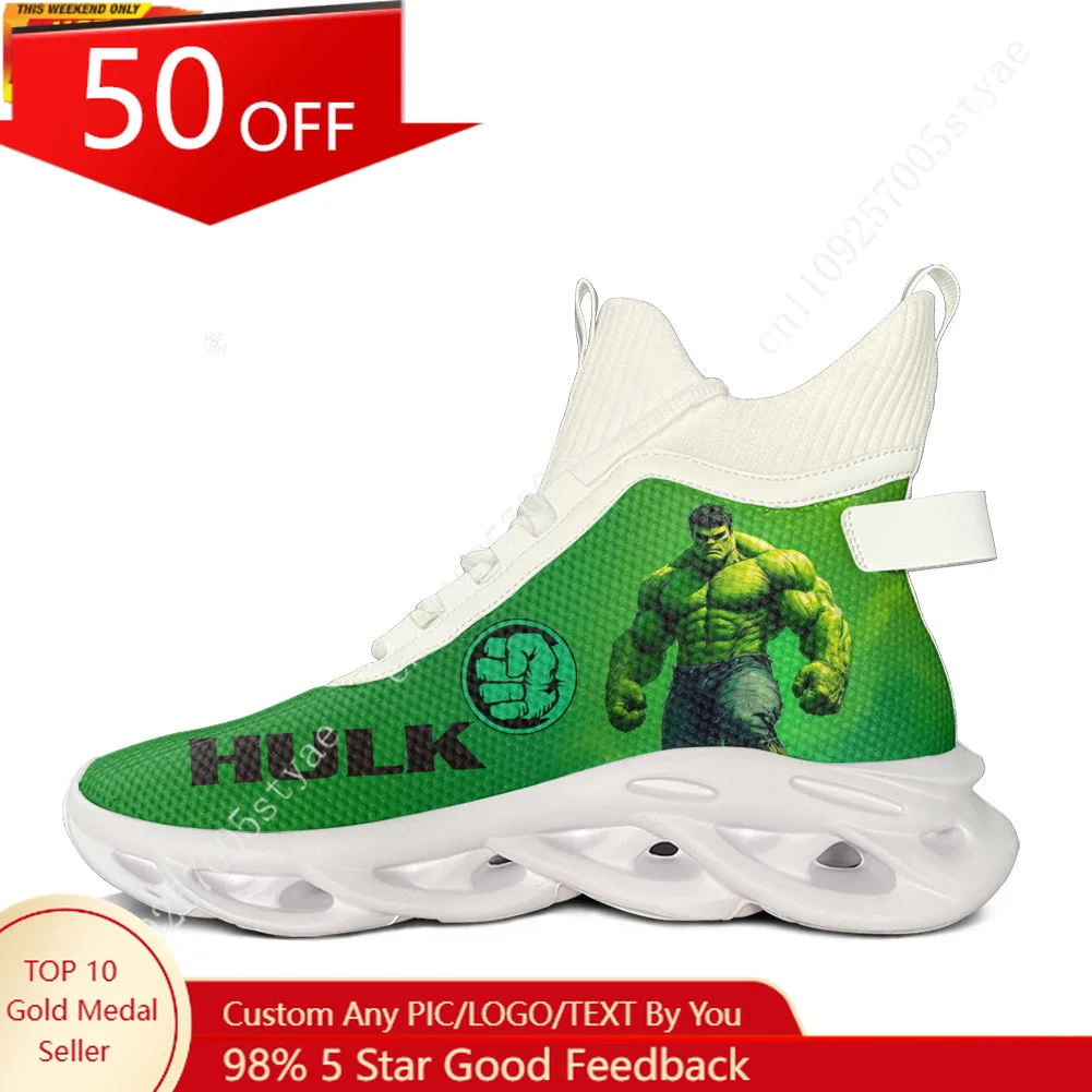 

Marvel Avengers Hulk High Top Flats Sneakers Mens Womens Hiking Lightweight Stylish Running Shoes