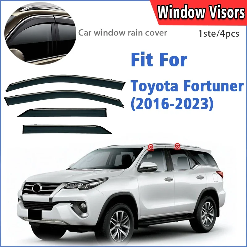 

2016 2017 2018 2019 -2023 FOR Toyota Fortuner Window Visor Guard Vent Cover Trim Awnings Shelters Protection Sun Rain Deflector