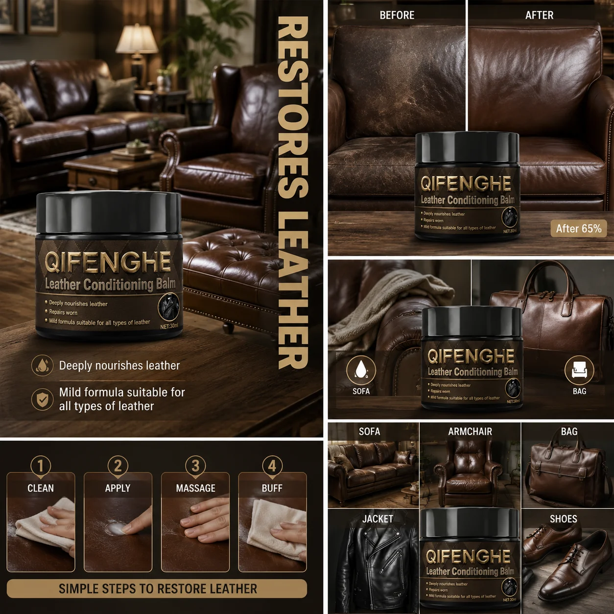 革の縁の色補修クリーム 30g | 傷んだ、剥がれたり色 - Upholstery Leather Work のレビューと価格