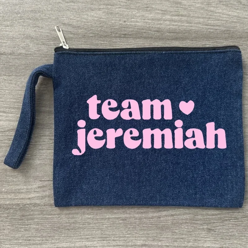 Team Jeremiah Denim Makeup Organizer Women's Canvas Makeup Bag Environmental Protection Large