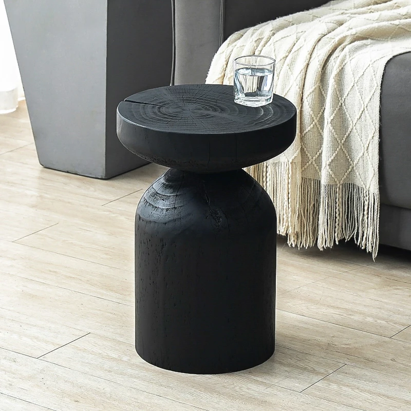 

Carbonized Solid Wood Pier, Black Corner Few, Bed And Breakfast Bedside Table Ornament, Flower Stand, Stump, Log Stool, Root C