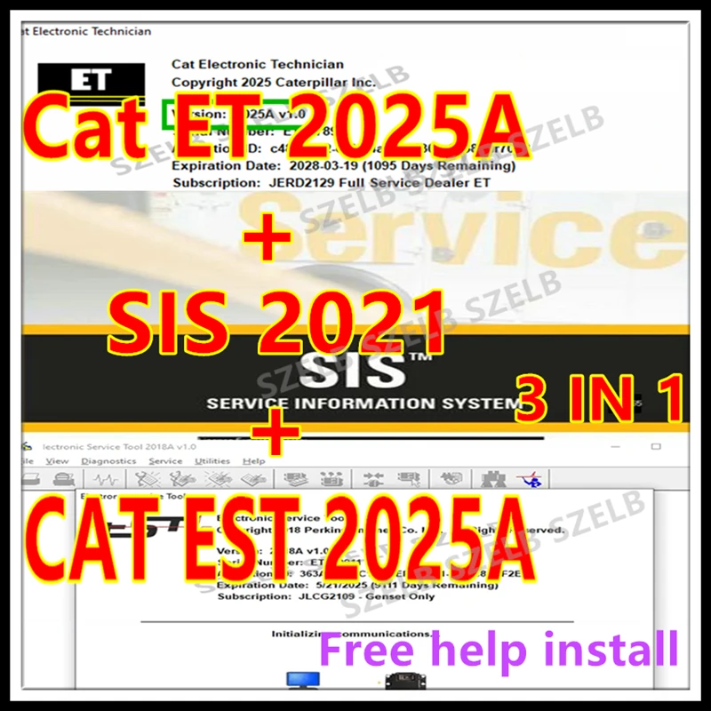 2025 Cat ET 2025A فني إلكتروني + SIS 2021 للقطط الحمراء + Cat Perkins EST 2025A 3 في 1 برنامج عن بعد يساعد على التثبيت السريع #1