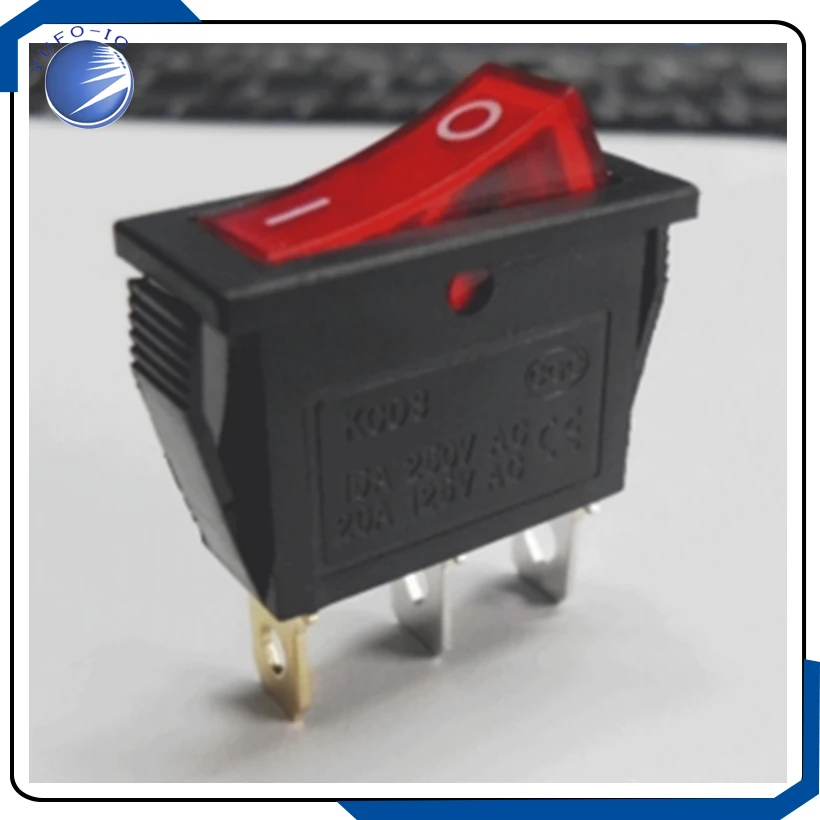 2PCS/LOT  A rocker switch current rocker switch 15A 250VAC with light red tripod