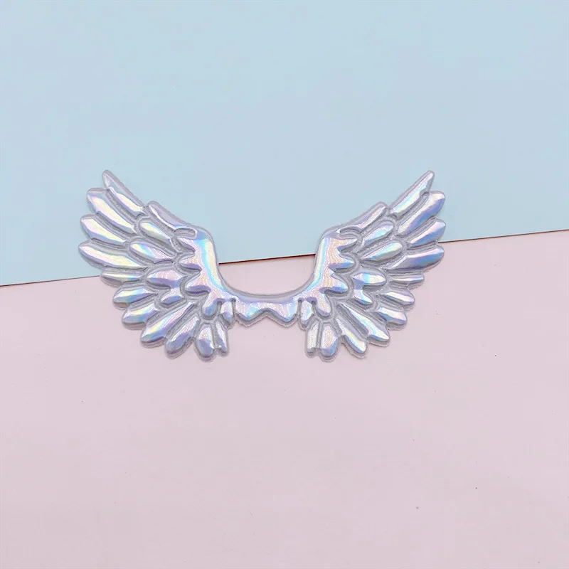 Laser Angel Wing Padded Appliques for Baby Clothes, Headwear, Hair Clip, Bow Accessories, Patches, 7x4cm, 40Pcs