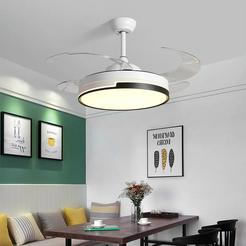 Simples sala de jantar sala estar ventilador luz quarto casa controle remoto integrado silencioso ventilador teto lâmpada