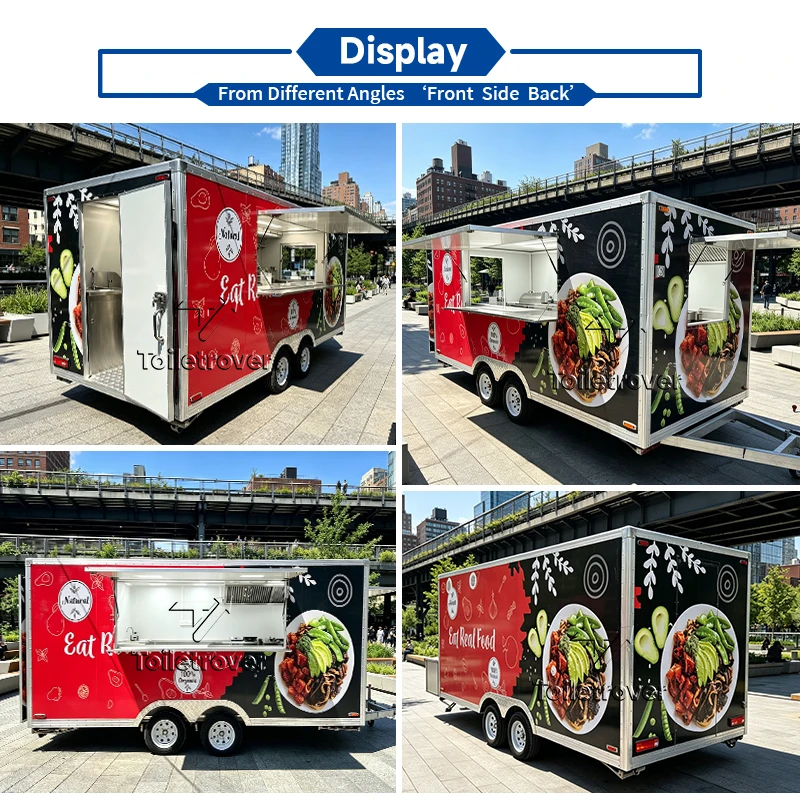 Commercial Food Trailer Crepe Dessert Food Truck Coffee Mobile Food Trailer with Bakery Case Vintage Custom Food Truck
