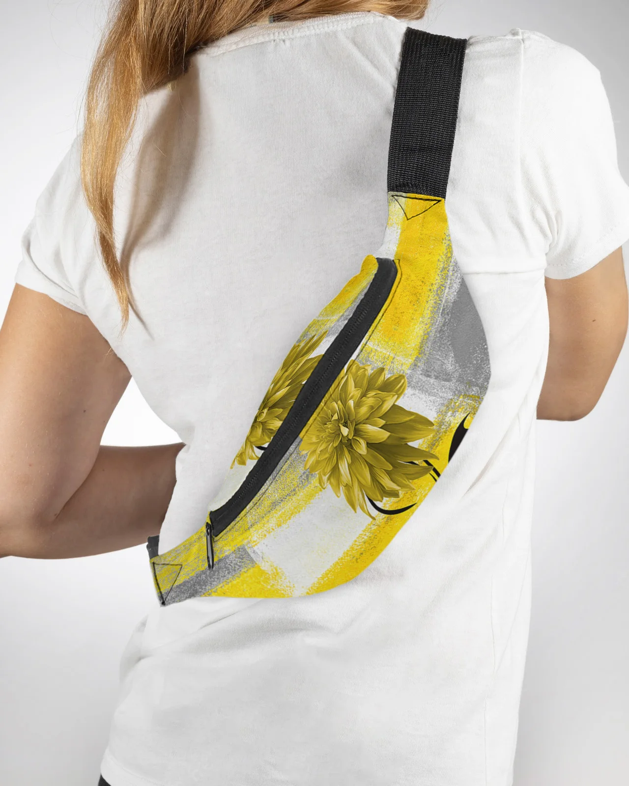 Dahlia Oil Painting Abstract Texture Plant Yellow Flower Men Women Waist Bag Fanny Pack Belt Bag Waterproof Banana Hip Bags