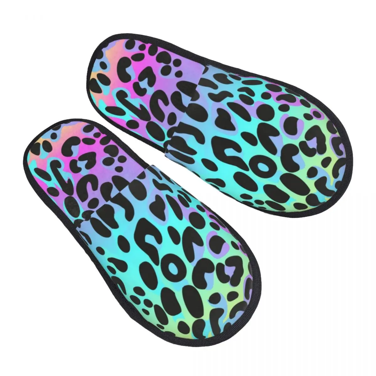 

Custom Neon Leopard Print House Slippers Women Comfy Memory Foam Cheetah Pattern Slip On Hotel Slipper Shoes
