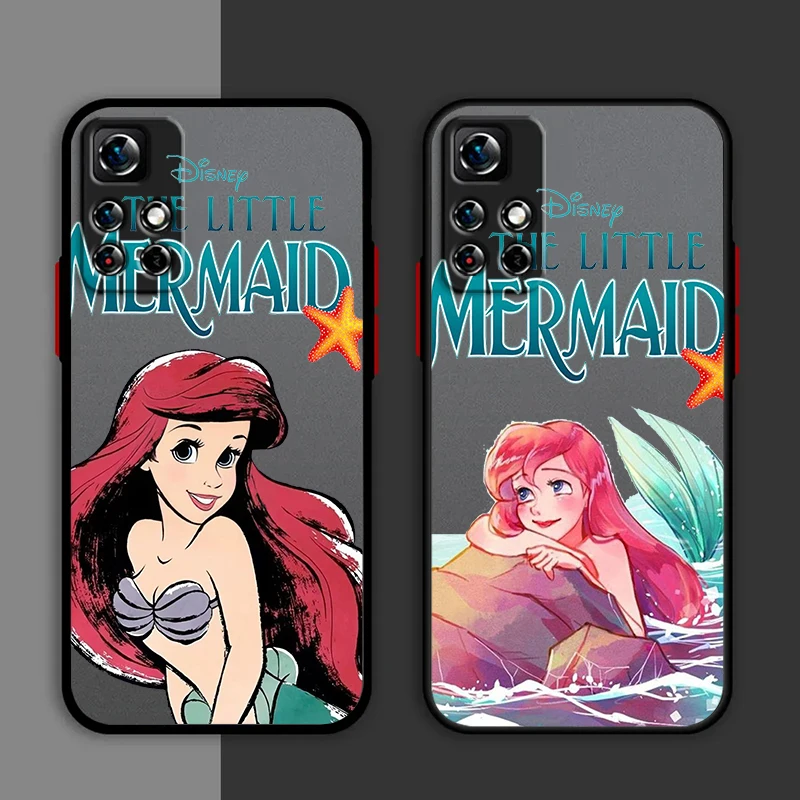 

Disney The Little Mermaid Phone Case For Redmi Note 13 12 11 10 Pro Plus Pro S T 5G Matte Frosted Translucent Cover