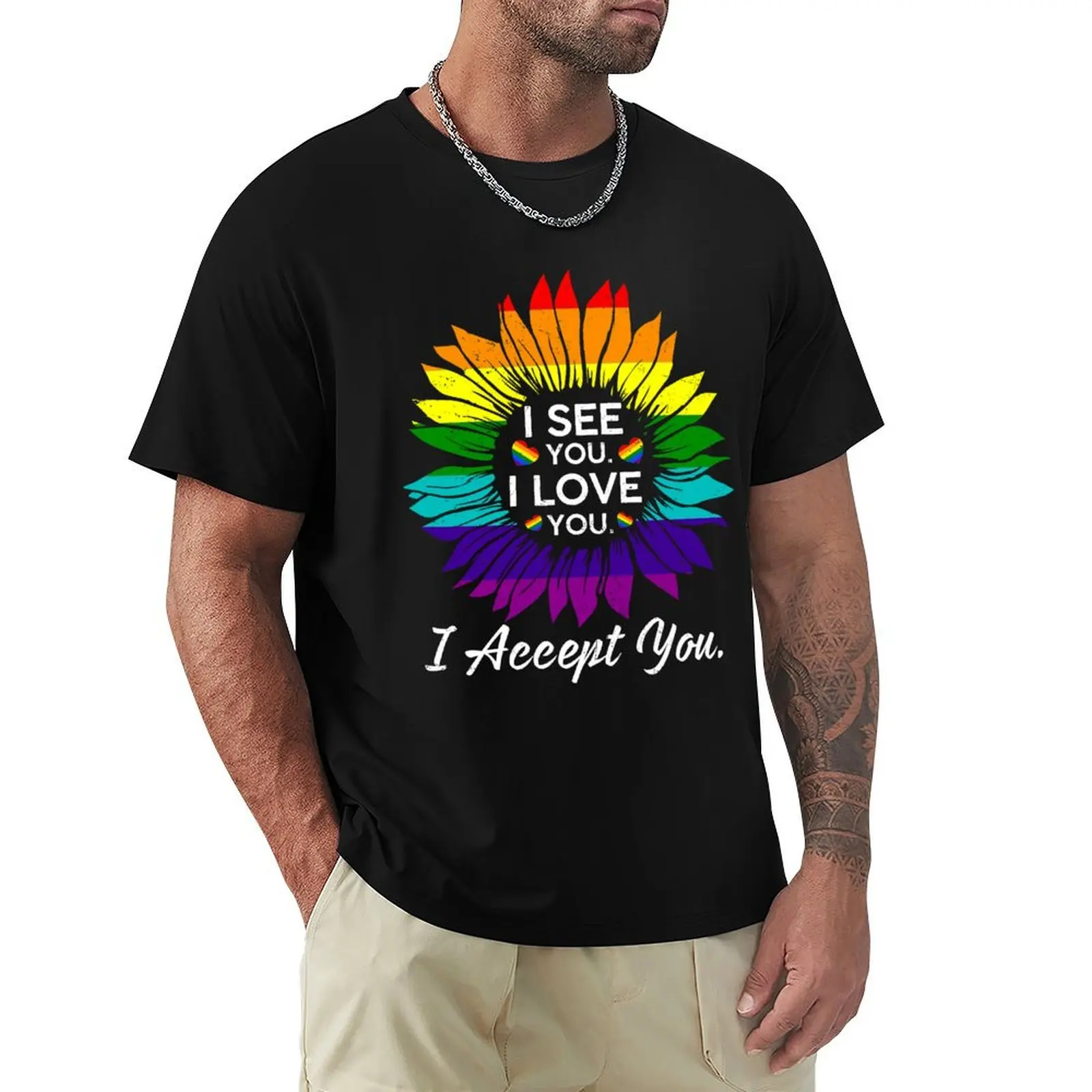 LGBTQ Ally Gay Pride I See You Love I Accept You T-Shirt Festival Short Sleeve T-Shirt