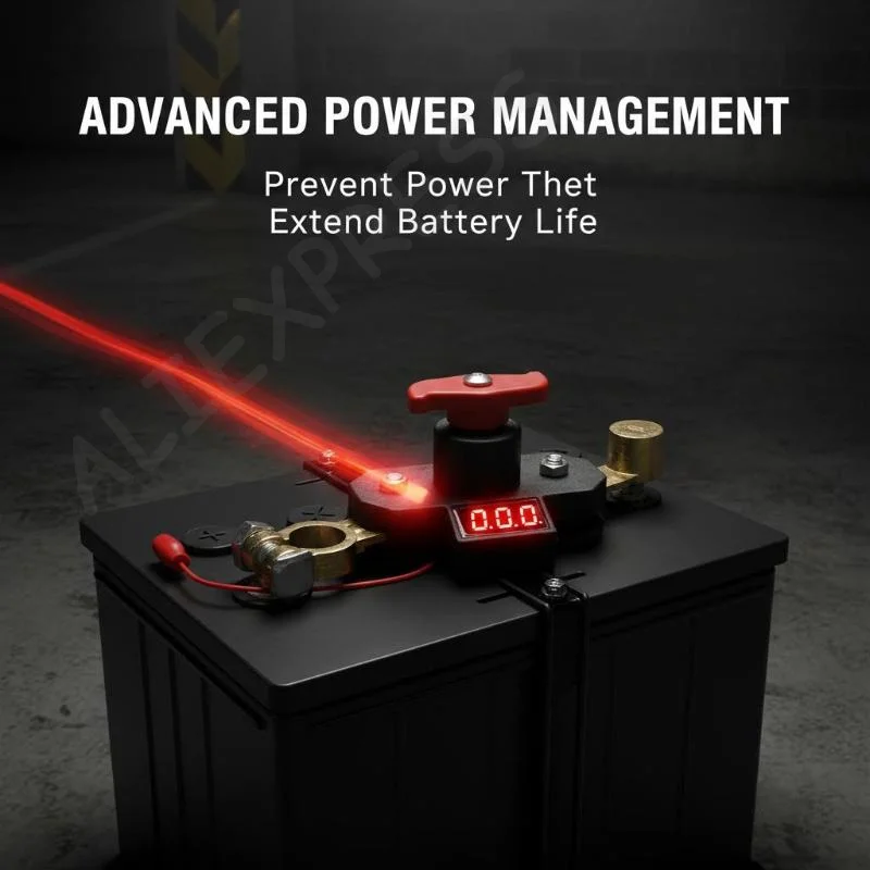 Car Battery Disconnect Switch - Bidirectional Joint Can Rotate Power Disconnect Switch With Digital Display 12-24v