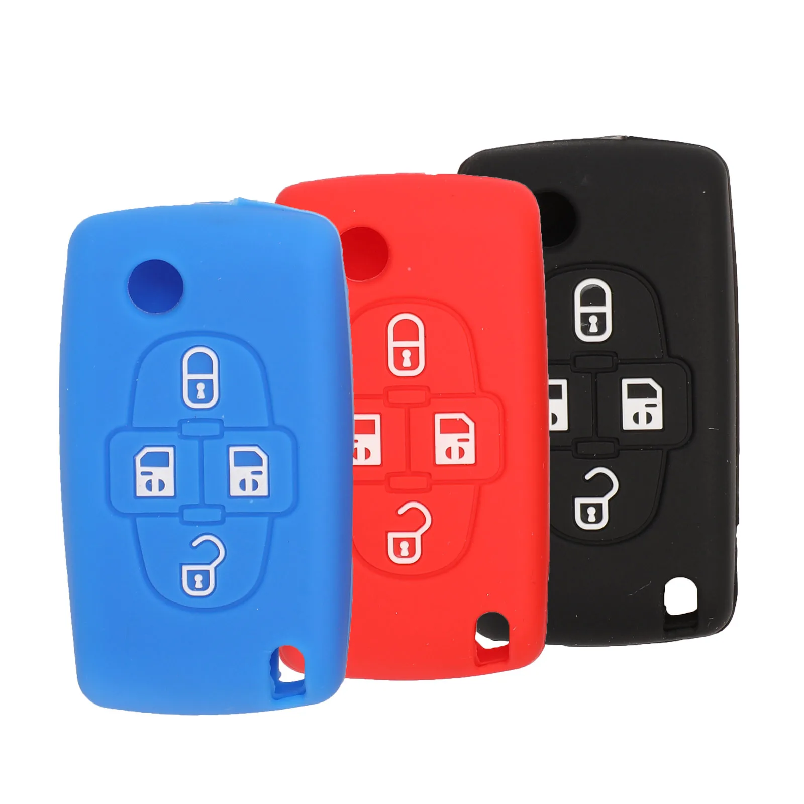 jingyuqin Remote Coloful Silicone Rubber Car Key Cover Case For Peugeot 1007 807 For Citroen C8 Accessories Protection Replace