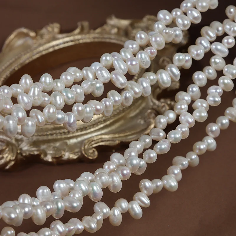 Irregular Natural Freshwater Pearl Beads Jewelry Accessories 4-5mm White Rice Drop Pearls Necklace Choker Bracelet DIY Women