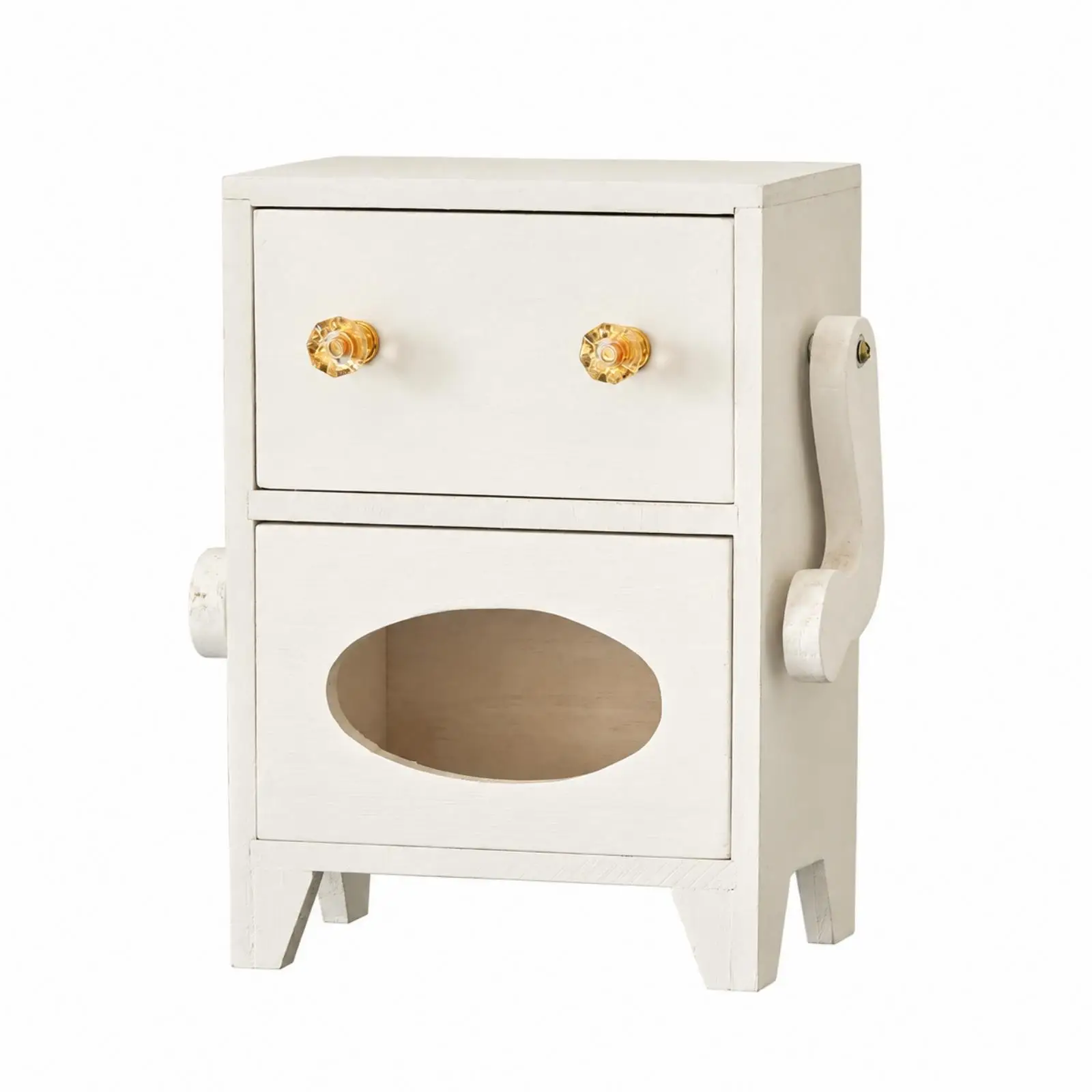 Wooden Robot Face Tissue Box Holder Decorative Cabinet Napkin Organizer for Home Office Hotel Dining Room