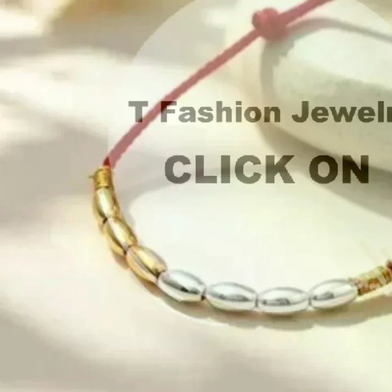Lucky Rice Beads Gold Bracelet Adjustable Red Rope Bracelet Lucky Charm Jewelry