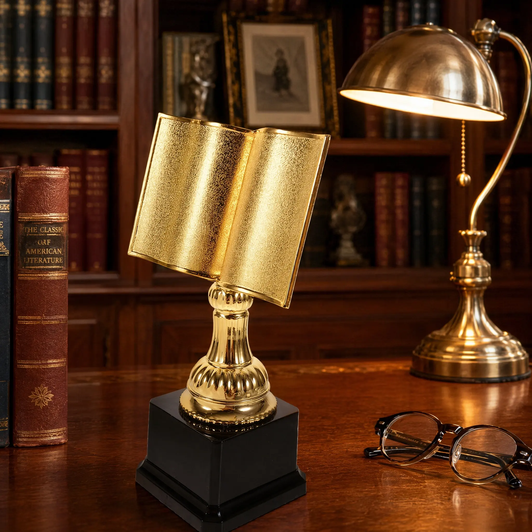 2Pcs Book Shaped Gold Reading Trophy Plastic Participation Trophy for Student Reading Contest Family Literacy Event Achievement