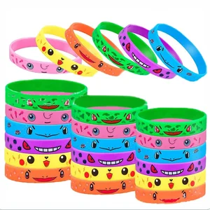 12pcs Pokemon Gelang Anime Action Figure Pikachu Charmander Anak Kartun Silikon Gelang Gelang Pesta Cosplay Hadiah 10 gelang penjualan terbaik pikachu - №