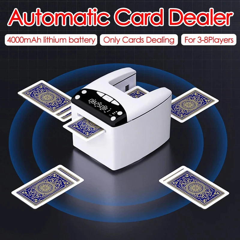 

4000mAh Rechargeable Electric Automatic Card Dealer Machine Poker Cards Dispenser Speed and Distance Adjustable Poker Tools