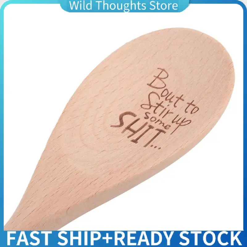 

2X Christmas Gift Funny Spoons,Bout To Stir Up Some Shit Engraved Funny Wooden Spoon,Unique Wooden Creative Spoon-[Qahk]