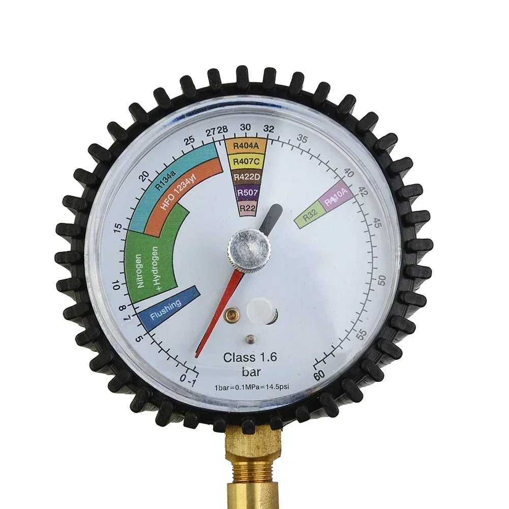 Pressure Gauge -1~60bar Nitrogen Pressure Tester For R134a, R22, R407C, R410A HVAC Systems Cold Test Table Tool Accessories