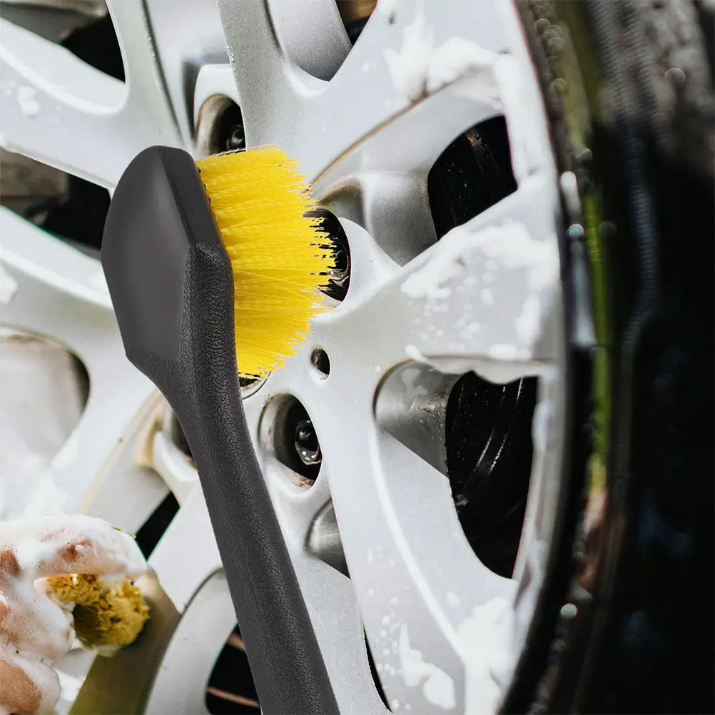 2Pcs Car Wheel Brush Long Handle Ergonomic Design Stiff Bristles for Tire Rim Cleaning Wheel Detailing Car Wash Brush Tire Scrub