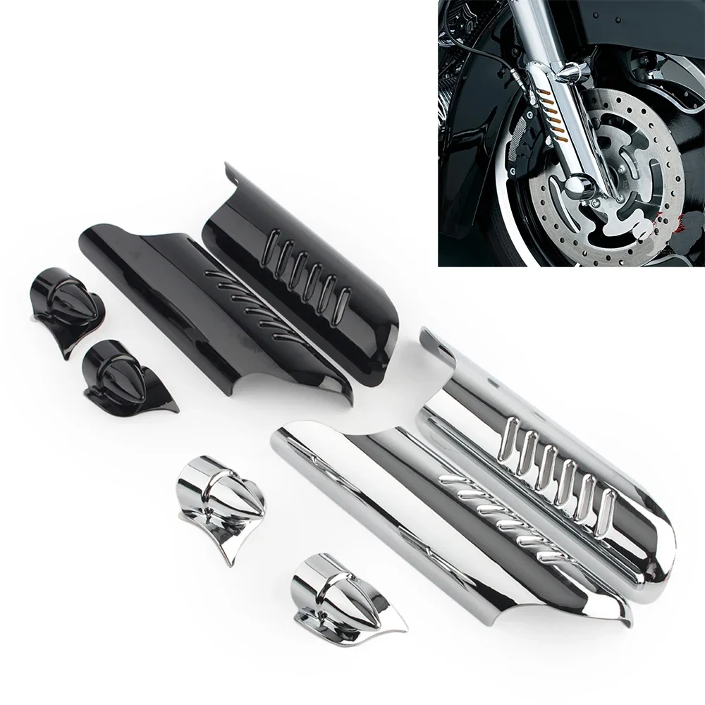 For Harley Touring Street Electra Tri Glide Road King 00-13 Chrome Motorcycle Front Lower Fork Leg Cover Guard Deflector Shield