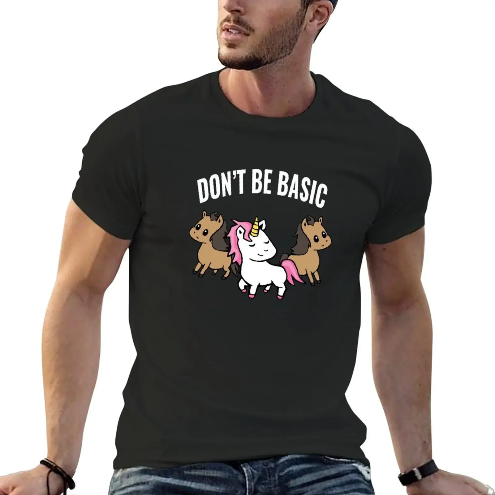 

Don't Be Basic - Unicorn and Horses T-Shirt rapper graphic tees oversizeds cotton t shirt men