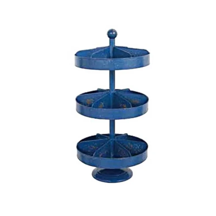 Turntable rack, three-layer vertical floor storage rack, simple retro classification plate