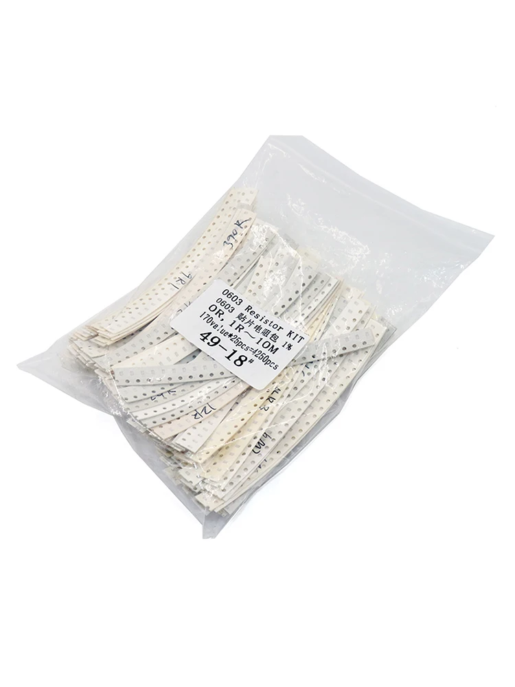 4250pcs   0603 SMD Resistor Kit Assorted Kit 1ohm-10M ohm 1% 170valuesX 25pcs  Sample Kit