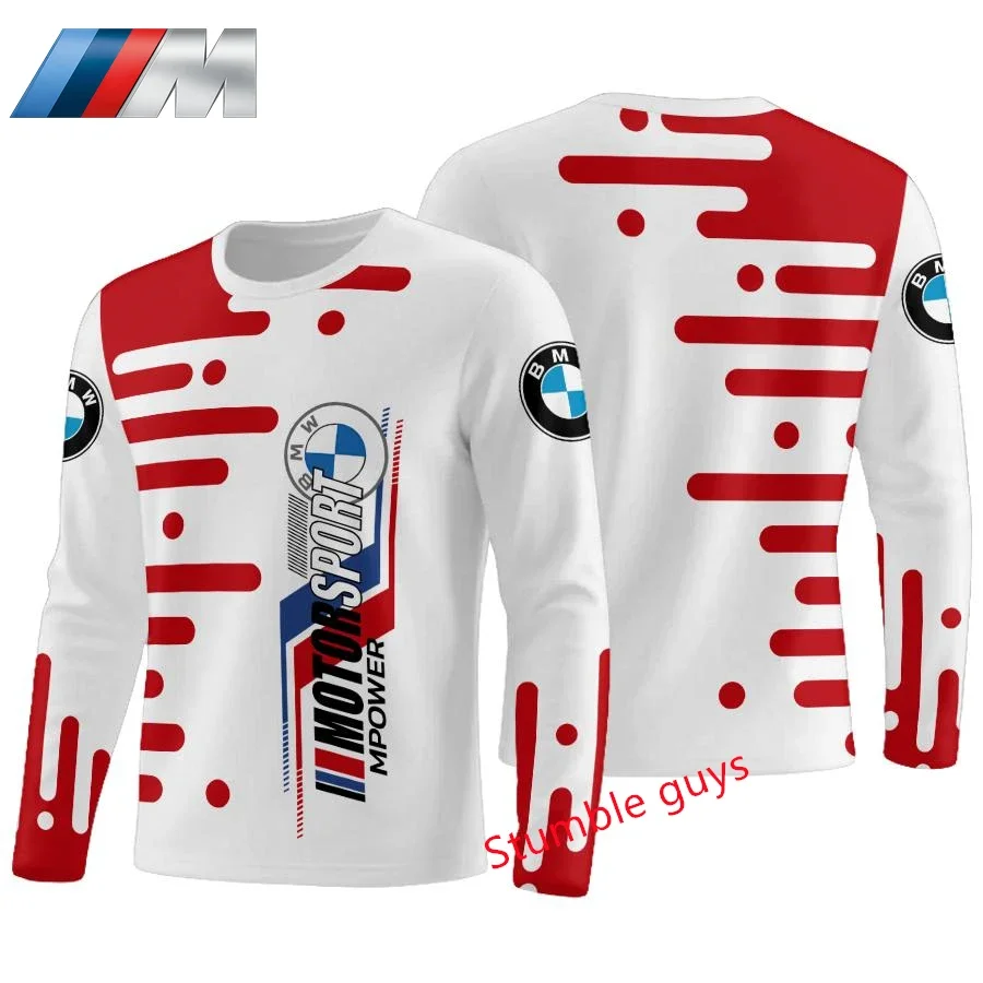 تي شيرت BMW بأكمام طويلة للرجال، تي شيرت كاجوال مريح وناعم للاستخدام الخارجي، تصميم عصري، ملابس نشطة خفيفة ​