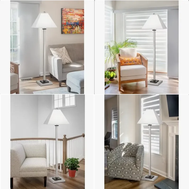 for Brushed Nickel  with Cream Foot Switch Modern Style Vertical Standing Light for Living Room Bedroom