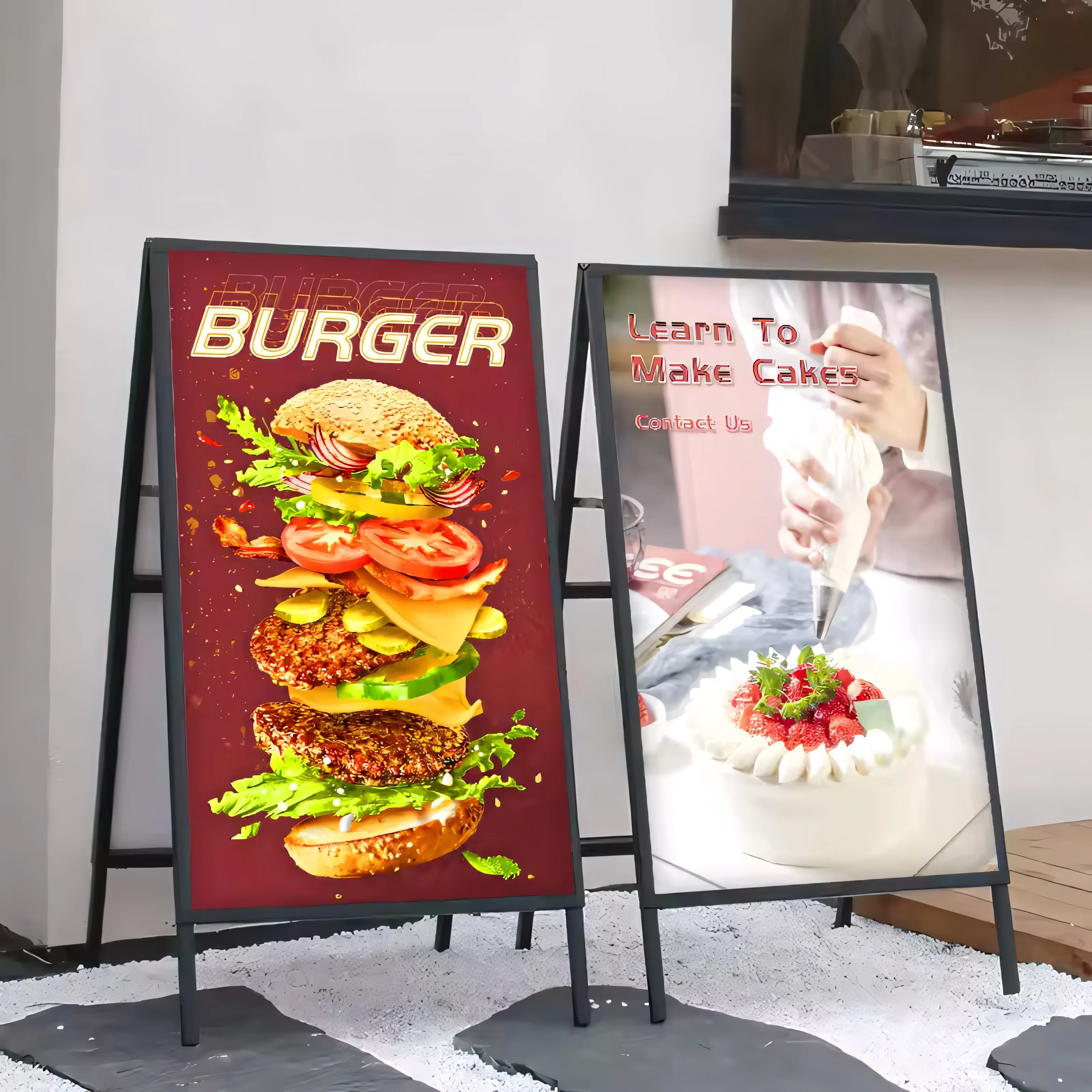 Double Side A Board Ultra-thin LED Light Box Poster Display Backlit Menu Restaurant Cafe Shop Billboard Price List Coffee OPEN