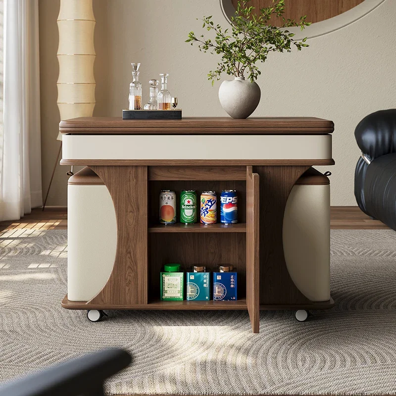 Mobile sofa side few trolleys Multifunctional side cabinets household solid wood lifting retro cream wind coffee table