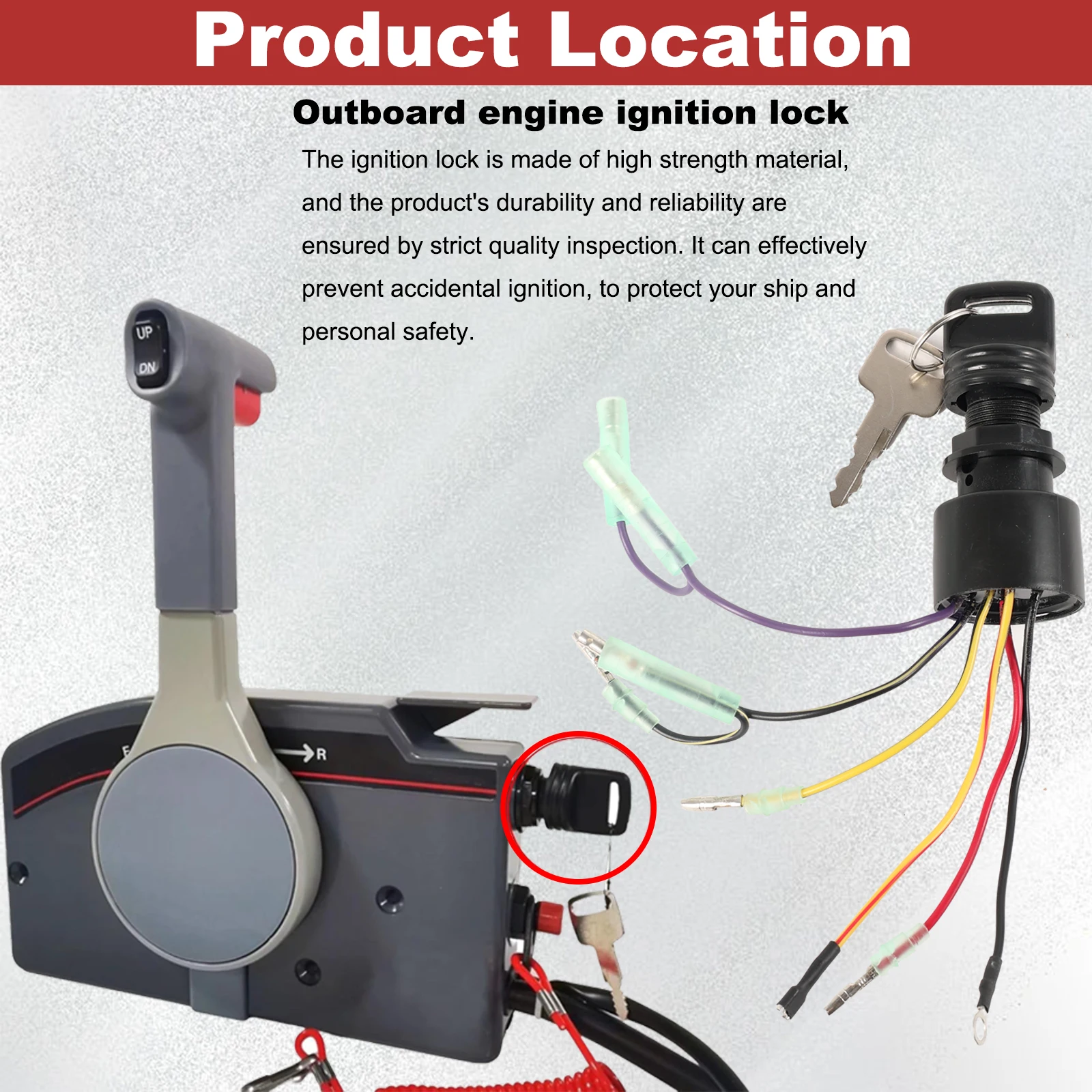 87-17009A5 Boat Parts Ignition Key Switch Kit For Mercury Outboard Motors 87-17009A5 Plastic + Metal Accessories Replaces Parts
