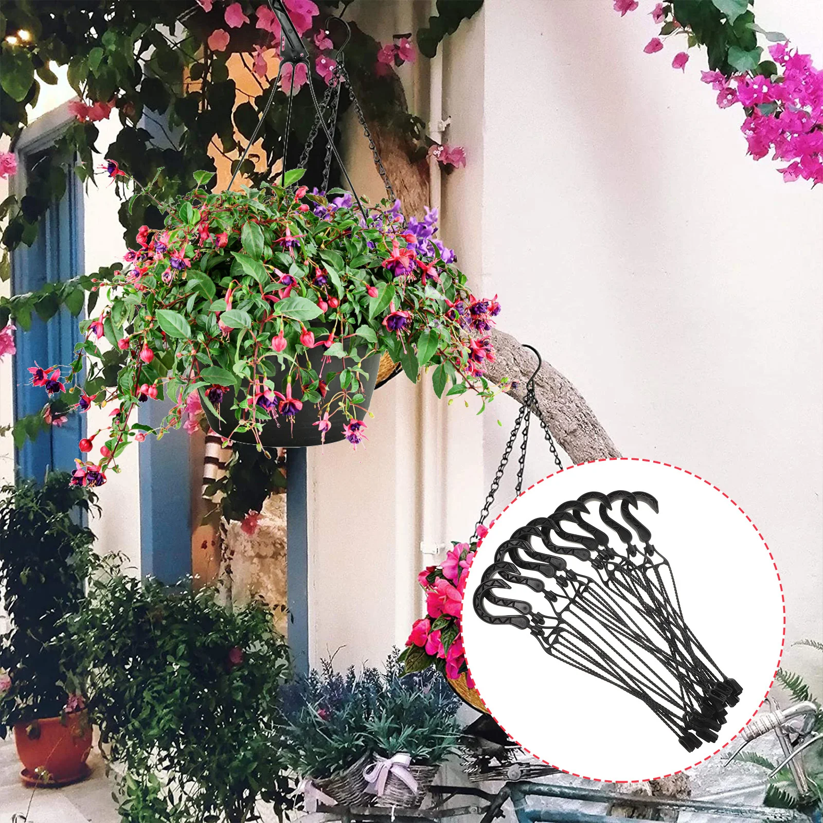 10 قطعة خطافات نباتية بلاستيكية معلقة على شكل زهور شماعات لحديقة المنزل والمكتب أواني متينة خطاطيف تعليق ملحقات البستنة