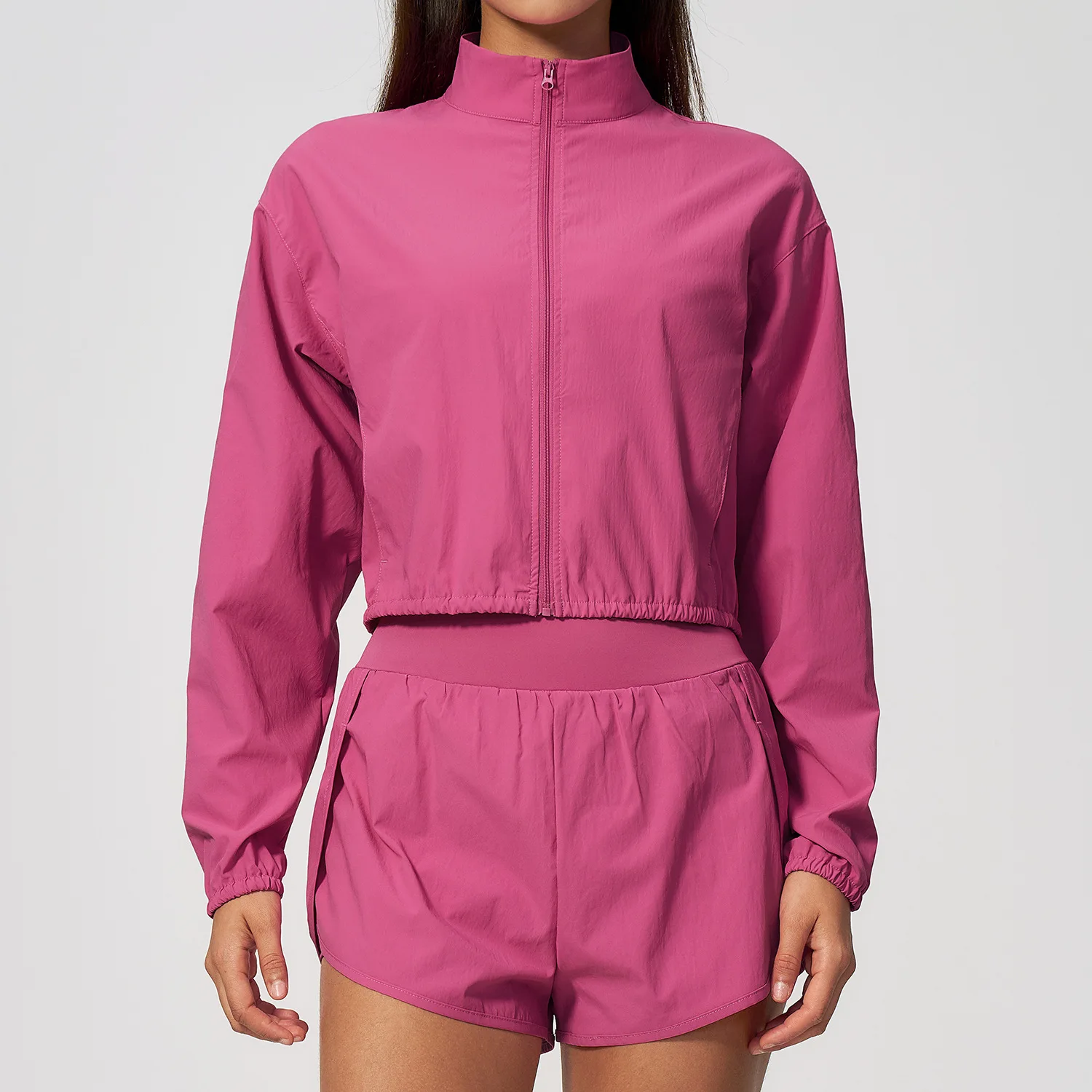 Damesjack met ritssluiting, atletische top met lange mouwen, fitness, hardlopen, training, gym, lichtgewicht windjack, sporttraining, bovenkleding