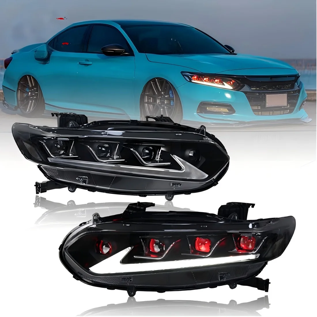

LED Headlights Assembly For Honda Accord 10Th Gen 2018-2022 Sequential Animation DRL Turn Signal High Beam Angel Eye Projector