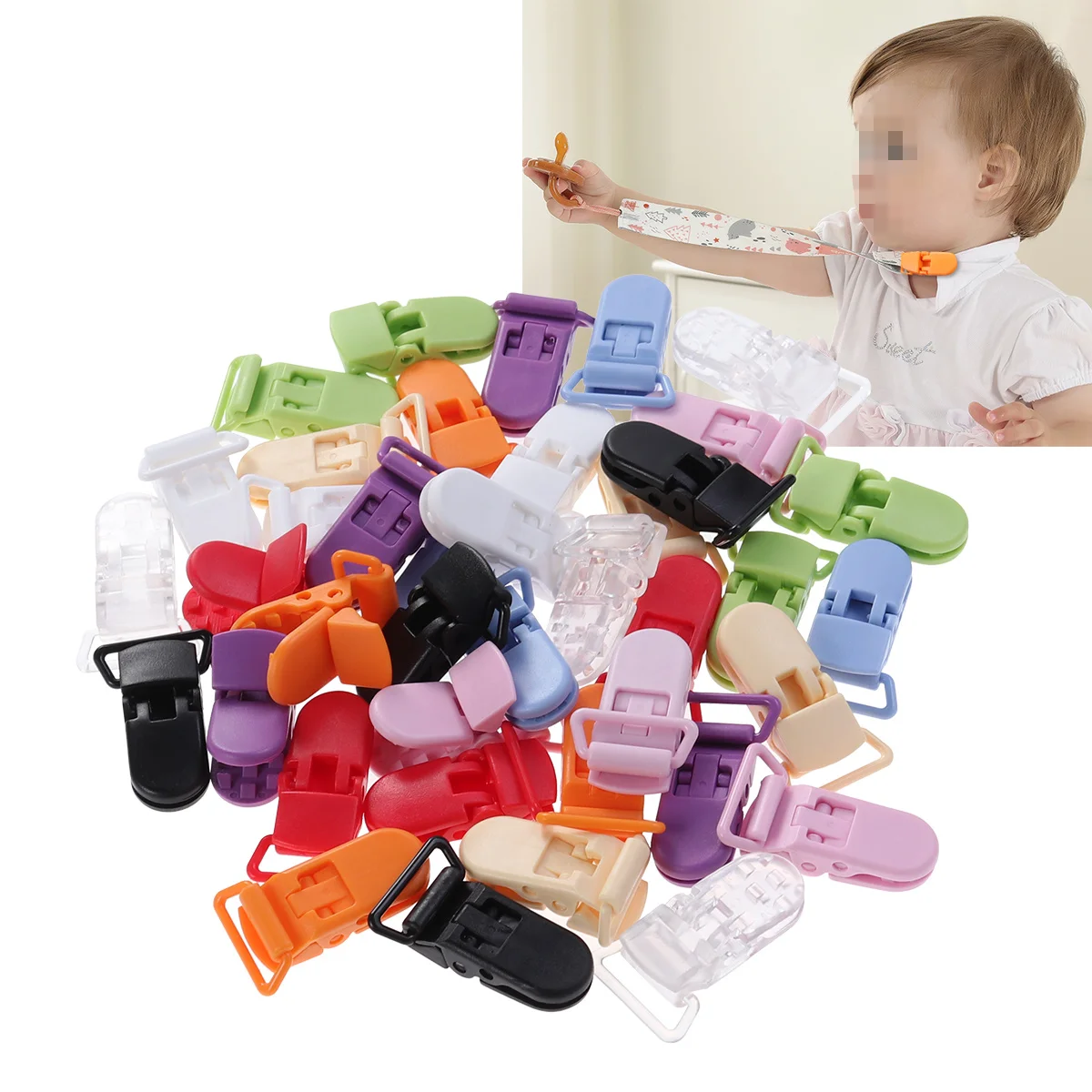 

40Pcs Baby Pacifier Clips Plastic Teething Grip No Indentation Fabric Safe Craft Projects Baby Pacifier Clips Plastic Badge Clip