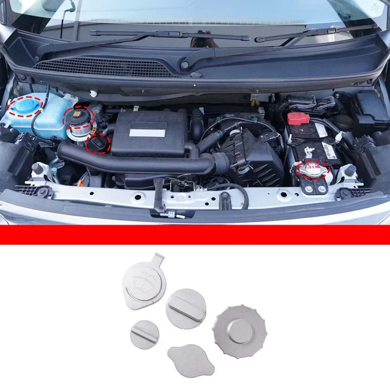 5-piece set Aluminum alloy red For Honda N-BOX 2017-2021 car cabin oil cover decoration sticker interior protection accessories