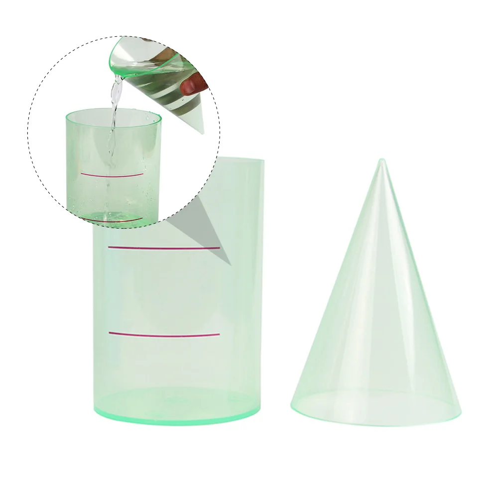 2 Pcs Cylinderconefor Teaching Geometric Model Math Equipment Container Plastic Mathematical Demonstrator Child Transparent