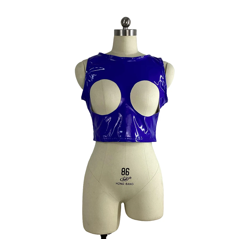 Sexy Shiny PVC Crop Top, Erotic Bra, Glossy Leather, Open Bust Vest, Club Party Sleeveless, Men and Women Tank Top Lingerie