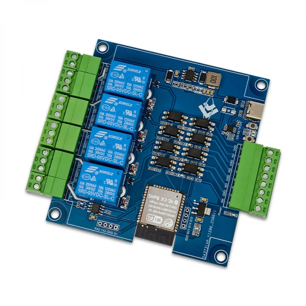DC9-24V ESP32 Modbus RTU Four Channel Relay Module RS485 Development Board MODBUS Protocol Optocoupler Isolation Relay Board