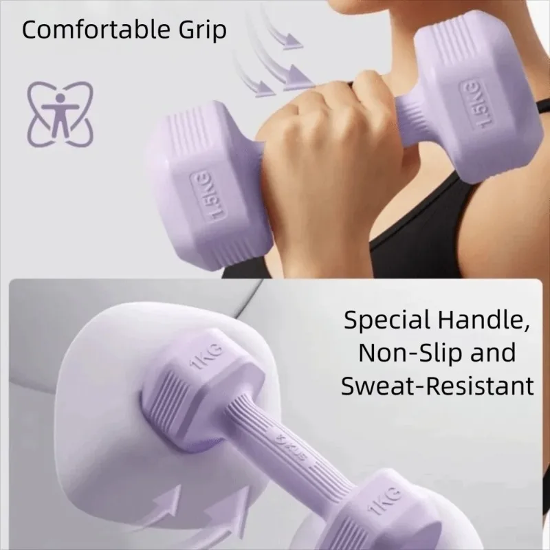 

High Quality 2KG Fitness Dumbbell Set Soft Rubber Handle Non-Slip Curved Grip Hand Weights Set Dumbbell Pair Gym
