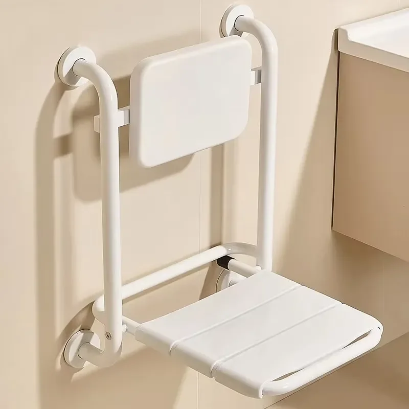Stainless Steel Folding Shower Seat Wall Mounted Non Slip Bath Bench for Elderly Modern Minimalist Bathroom Safety Stool