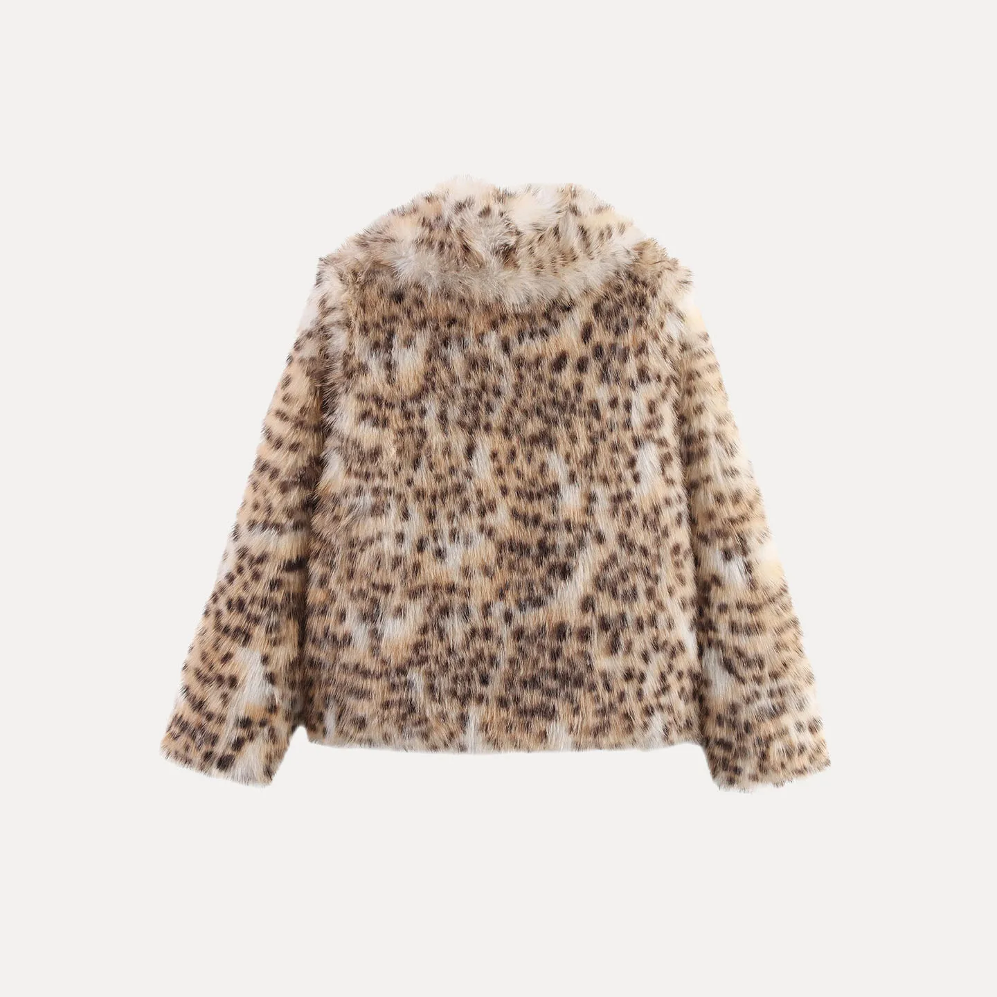 패셔너블한 레오파드 프린트 인조 모피 코트 롱 플러스 여성용 슬레 가을 2025 신상품 엘리 유스 스탠드 핏