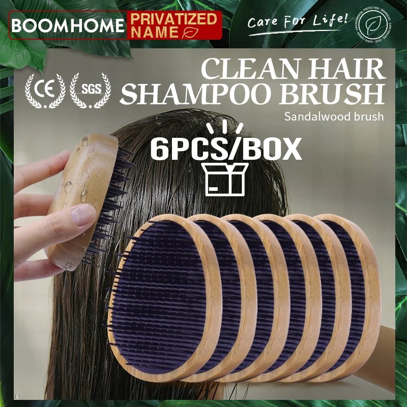 Wholesales Egg Shape Styling Bamboo Wood Comb Custom Logo Bamboo Hair Brush for Women Head Scalp Massage Brush Portable 6PC/BOX