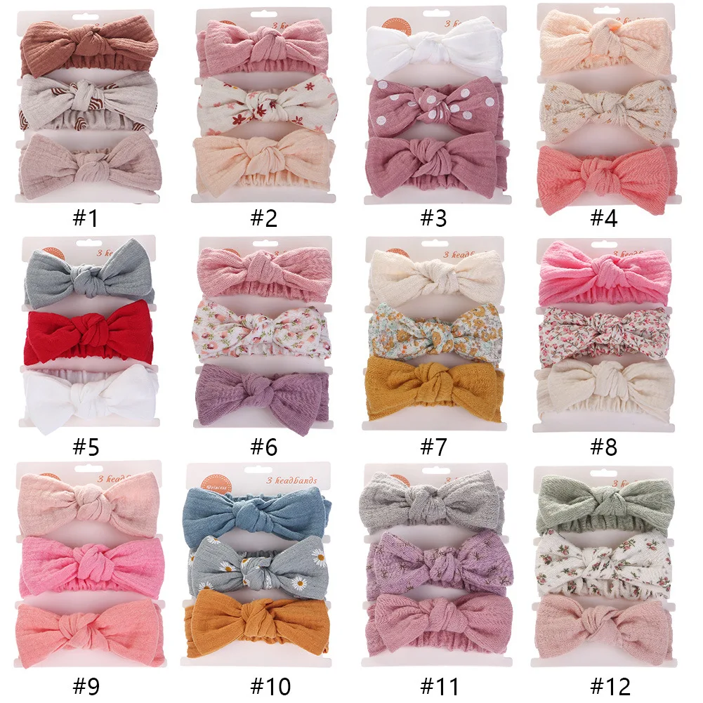 36pc/lot Baby Knot Bow Headband Newborn Hairband Muslin Cotton Elastic Band Infant Hair Accessories Baby Shower Gift Bundle Bulk