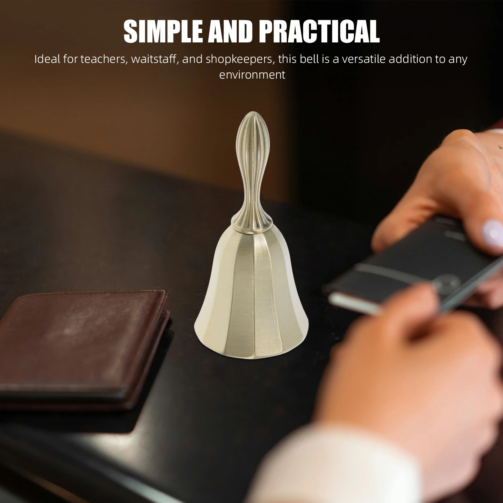 

The Bell Decoration Metal Desk for Service Doorbell Table Zinc Alloy Old People Desktop Classroom Dinner Hand