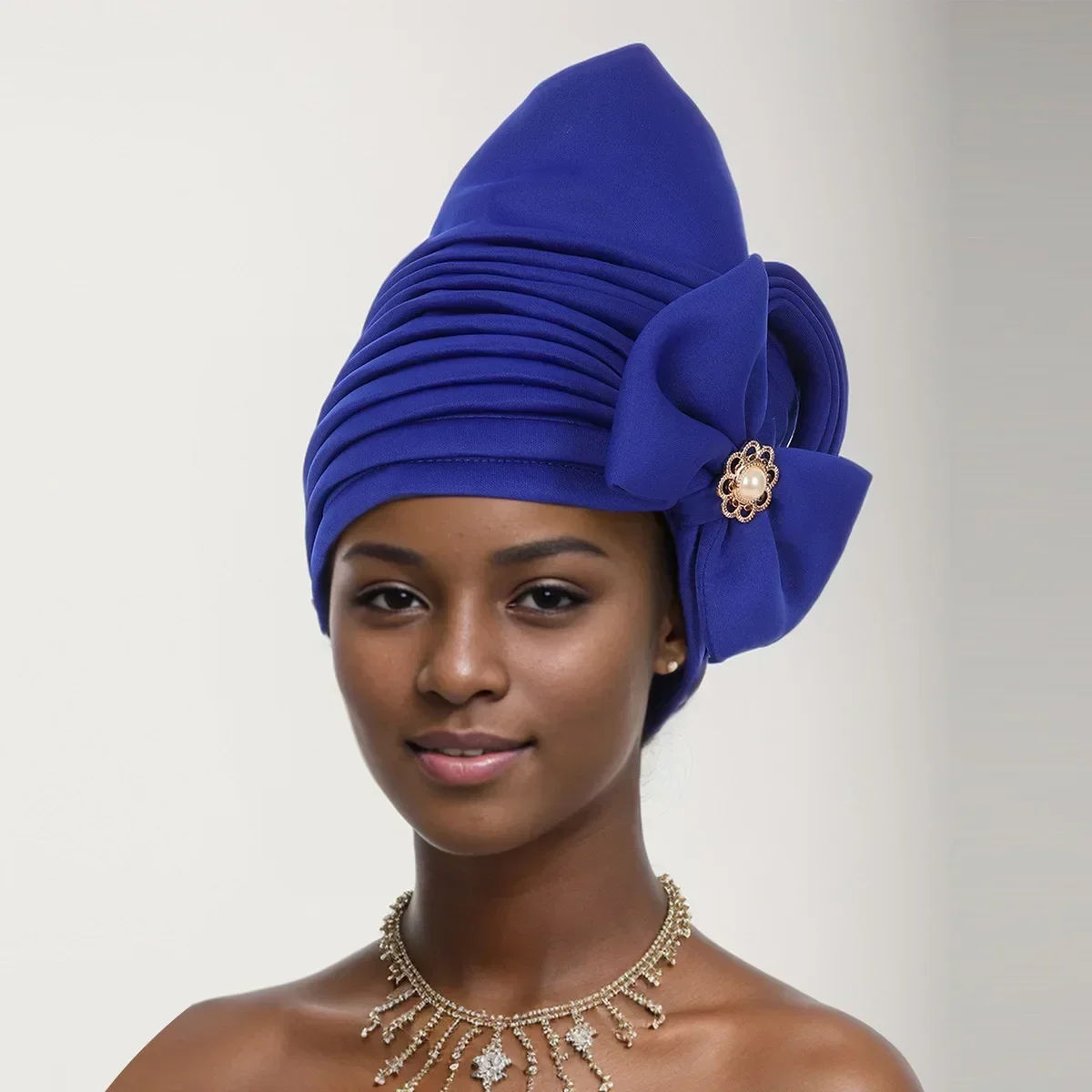 جديد مطوي القوس قبعة عمامة للنساء الأفريقية السيارات Gele Headties النيجيري الزفاف رئيس التفاف حجاب إسلامي بونيه Turbante قبعة #4
